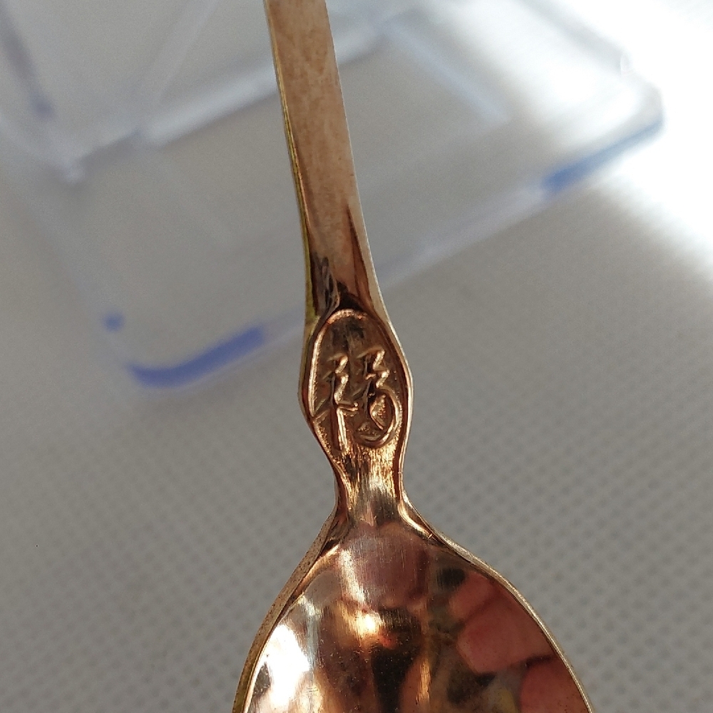 Enamel Korean Temple Gold-filled Vintage Souvenir Spoon Nam Dae Mun GVC - Picture 5 of 6